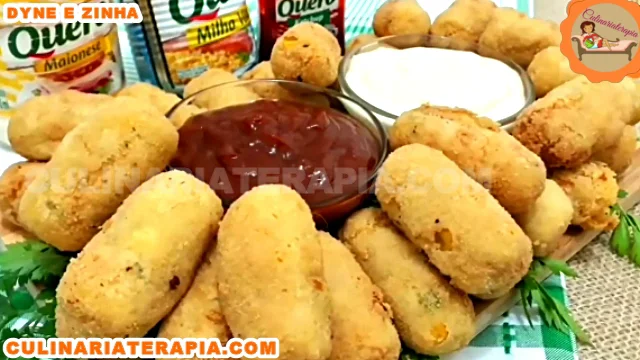 Croquete de Milho Verde com Recheio de Queijo Mussarela