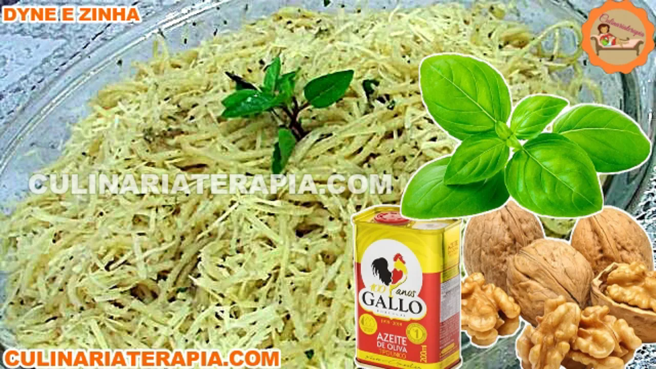 Macarrão ao Molho Pesto de Nozes e Manjericão